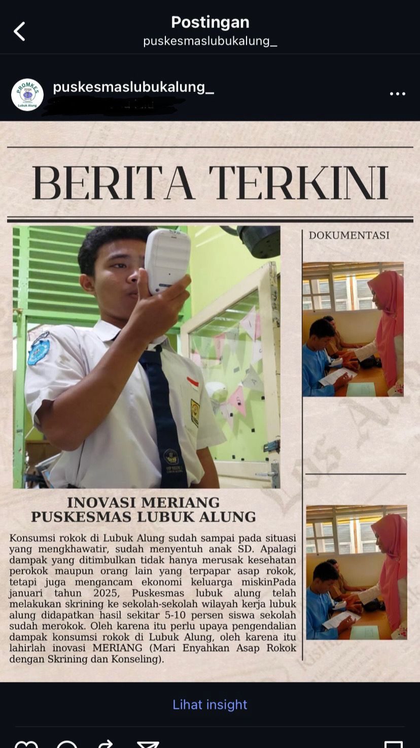 Manual Book Inovasi  MERIANG (Mari Enyahkan Asap Rokok dengan Skrining dan Konseling untuk Menurunkan Angka Perokok)