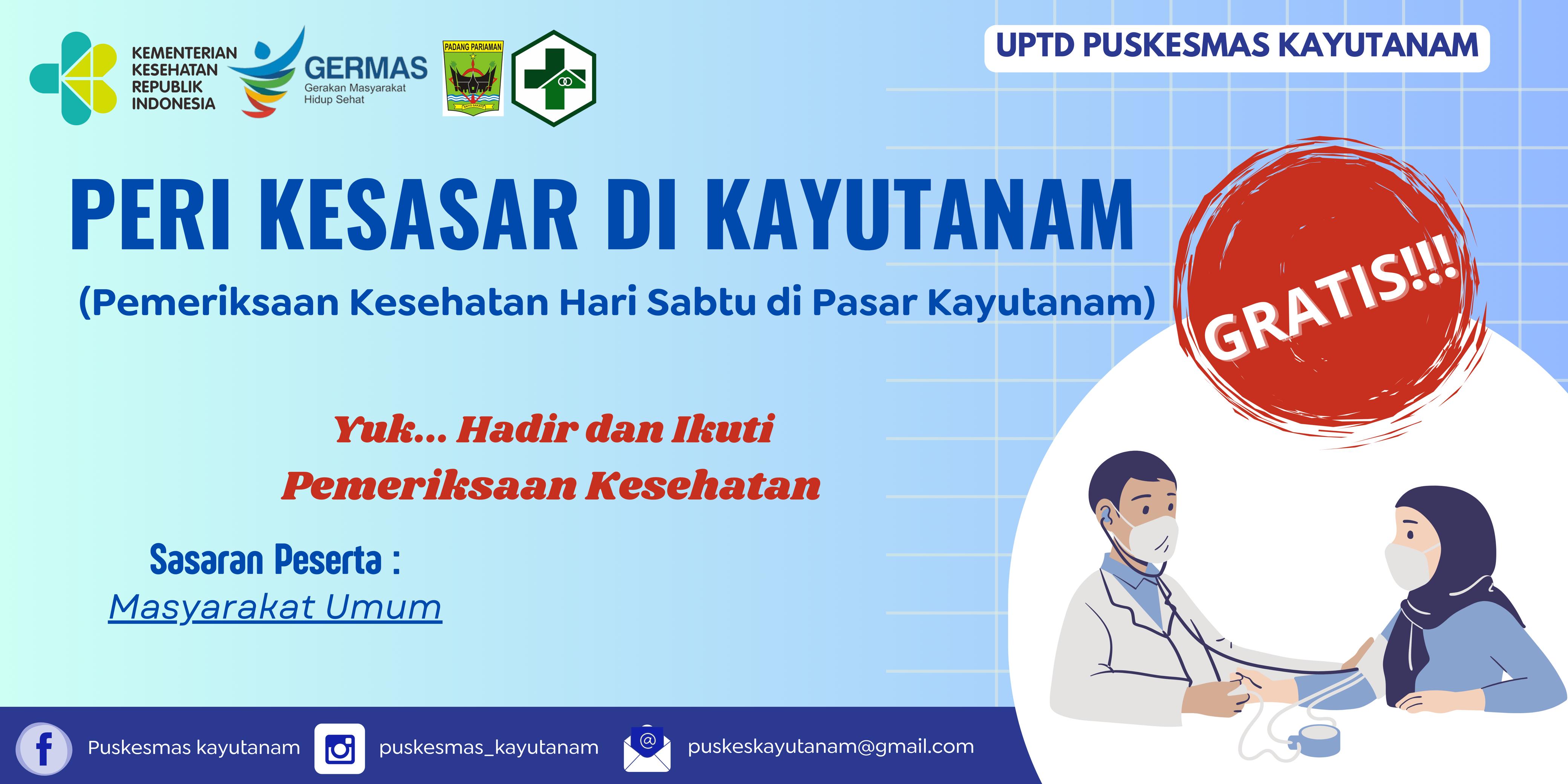 INOVASI PERI KESASAR DIKAYUTANAM (Pemeriksaan Kesehatan Hari Sabtu di Pasar Kayutanam)
