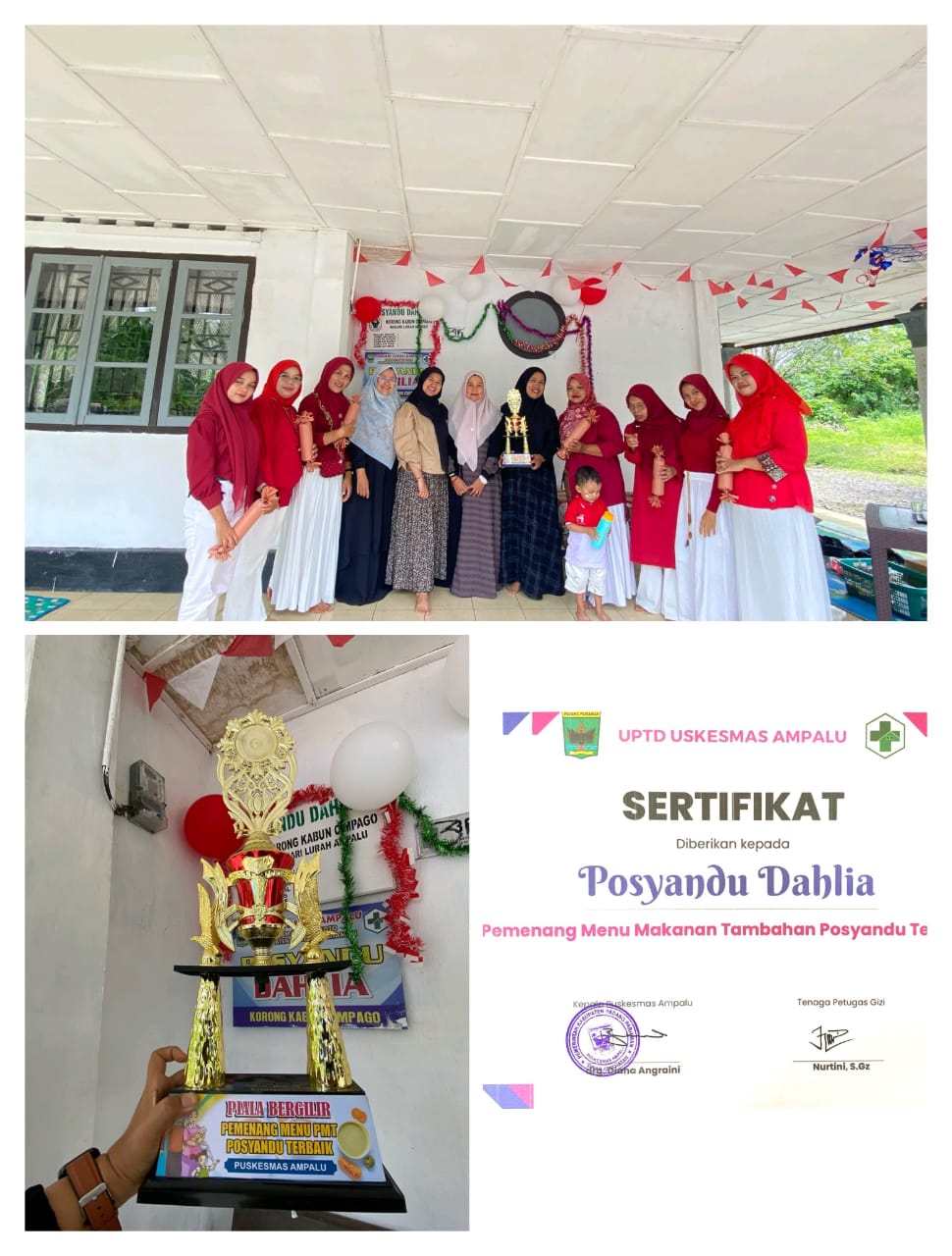Puskesmas Ampalu berikan Piala untuk Menu Makanan Tambahan Terbaik di Korong Cimpago 